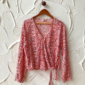 GAP Floral Linen Wrap Top - XL